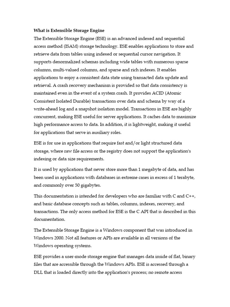 Extensible Storage Engine | Microsoft Jet Engine – VXLW