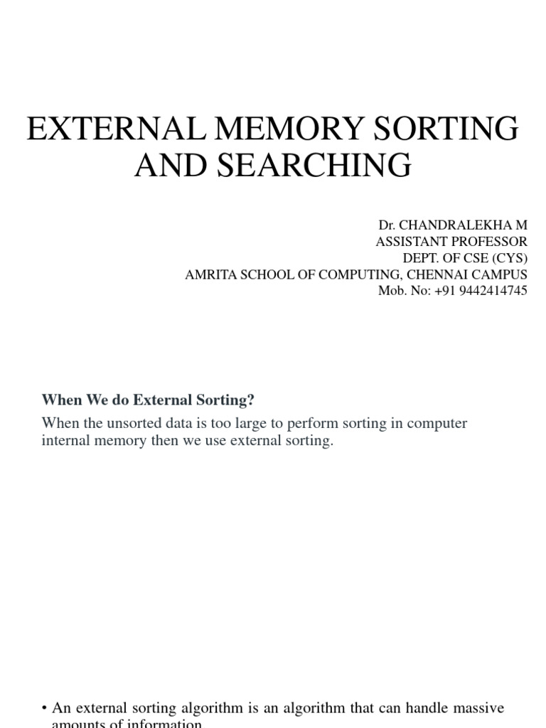 External Memory Sorting and Searching | PDF | Computer Data Storage ...