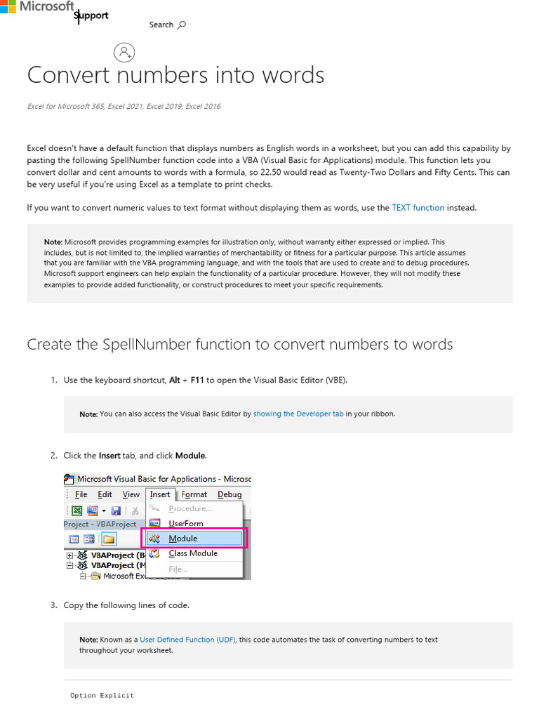 Convert Numbers Into Words | PDF | Microsoft Excel | Visual Basic For ...