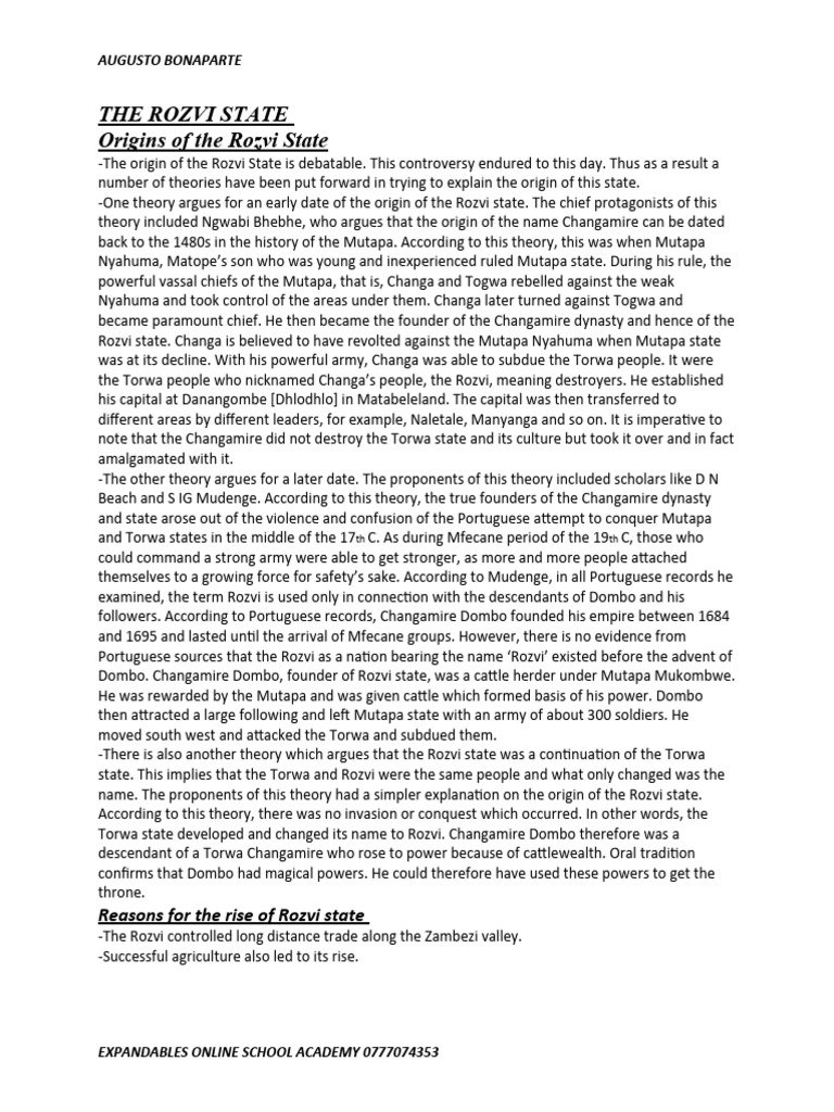 The Rozvi State | PDF