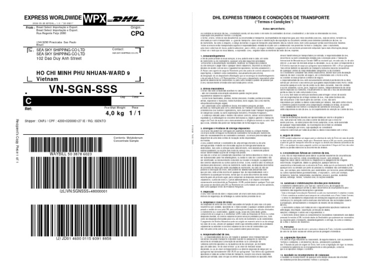 Rastreamento de Envio DHL Express | PDF | Seguro | Tarifa