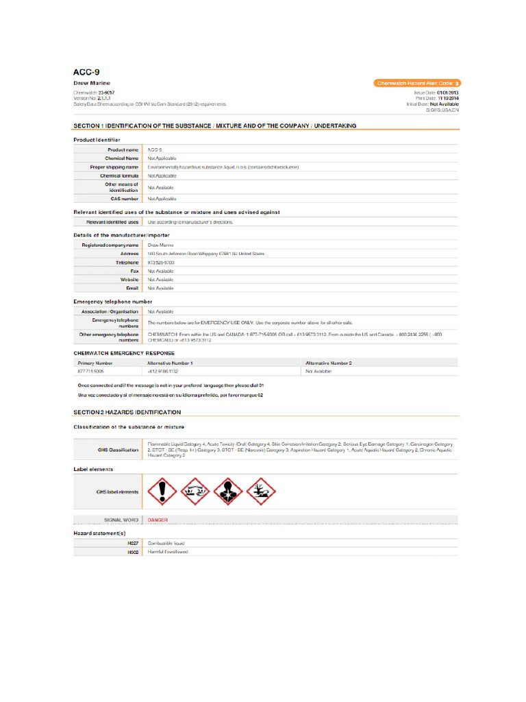 MSDS Acc-9 | PDF