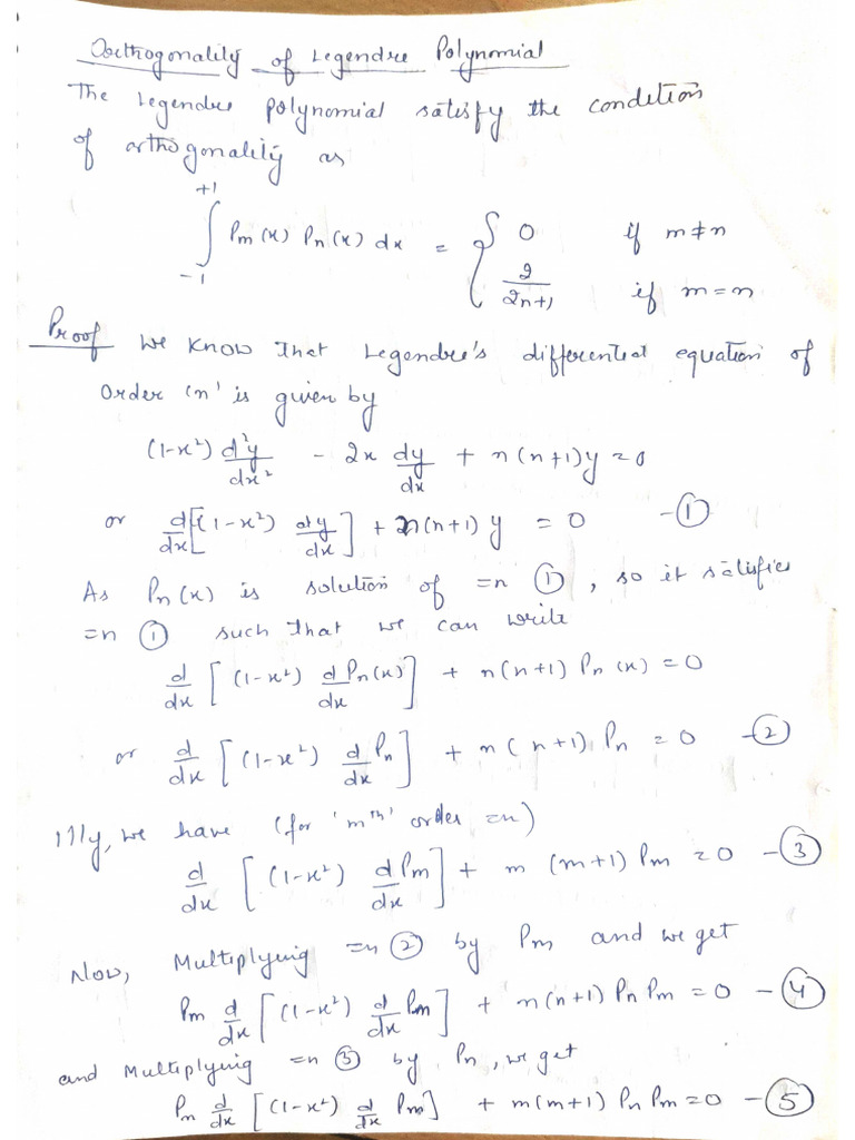 Orthogonality Of Legendre Polynomial Pdf