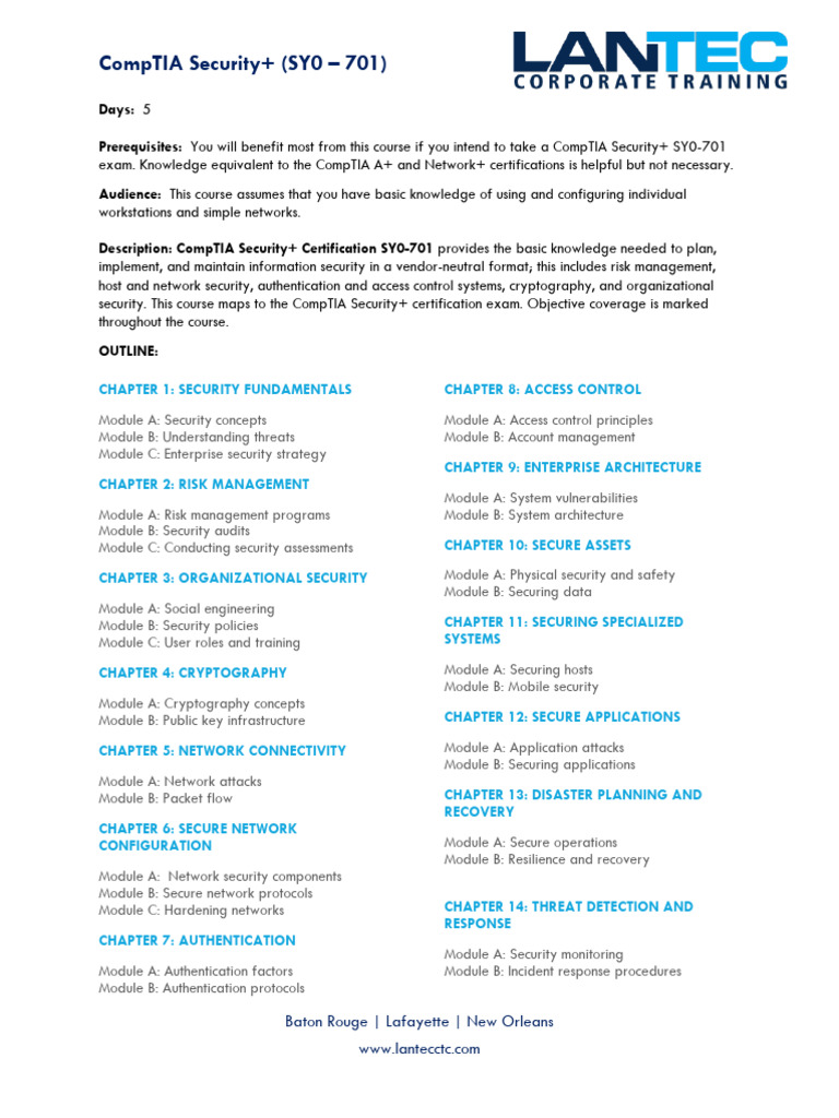 CompTIA Security+ (SY0 - 701) | PDF | Information Security | Computer ...