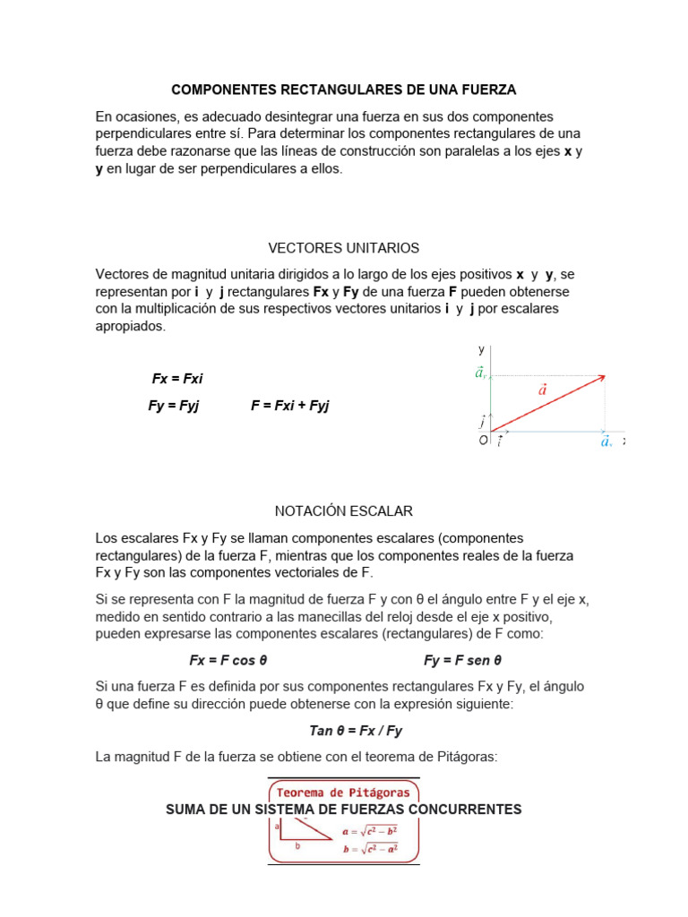 Componentes Rectangulares de Una Fuerza | PDF | Vector Euclidiano ...