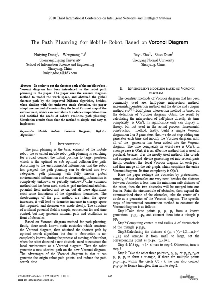The Path Planning For Mobile Robot Based On Voronoi Diagram | PDF ...