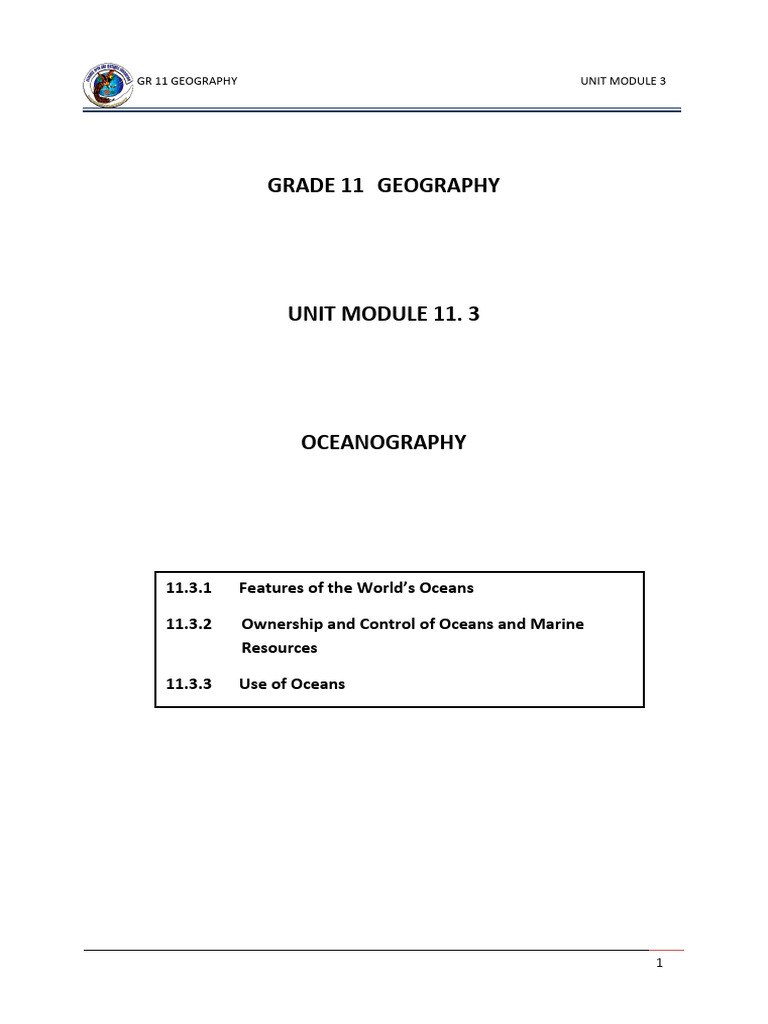 Grade 11 Oceanography Module Guide | PDF | Plate Tectonics ...