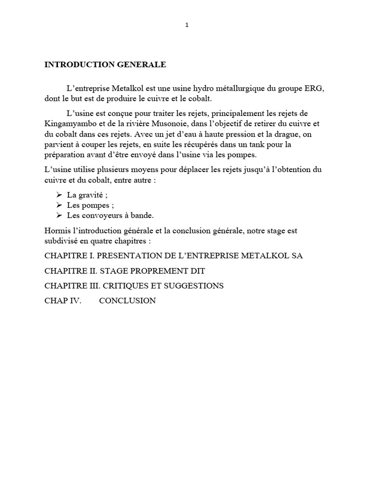 Métalkol : Extraction de Cuivre et Cobalt | PDF | Cobalt | Cuivre