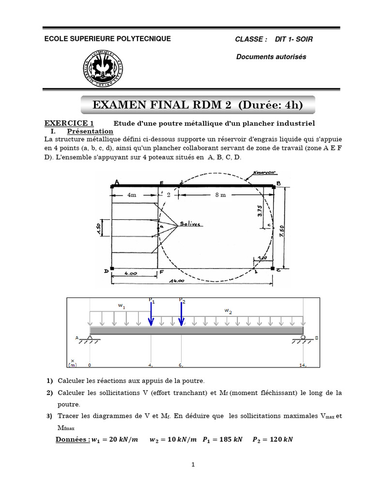 Étude de poutres métalliques en RDM | PDF | Flexion (matériau ...