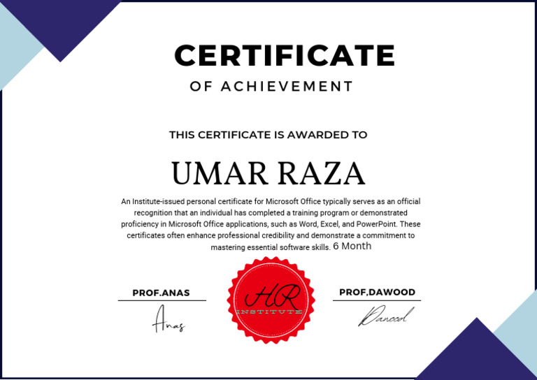 Blue simple achievement certificate pdf