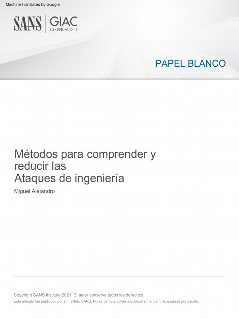 Sans Español | PDF | Suplantación de identidad | Ingeniería Social ...