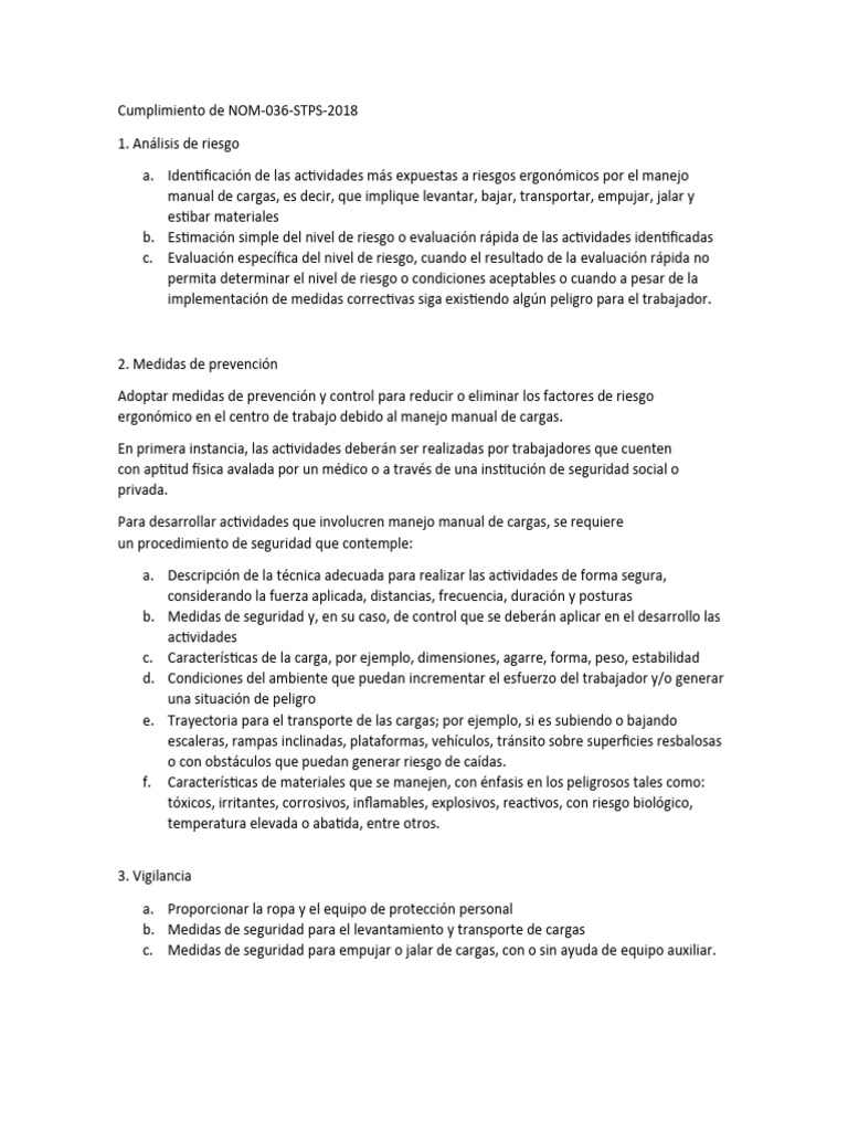 Nom 036 | PDF | Factores humanos y ergonomía | Riesgo