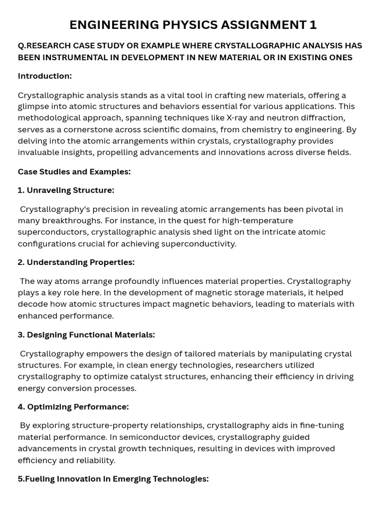 Engineering Physics Assignment 1 | PDF | Crystallography | X Ray ...