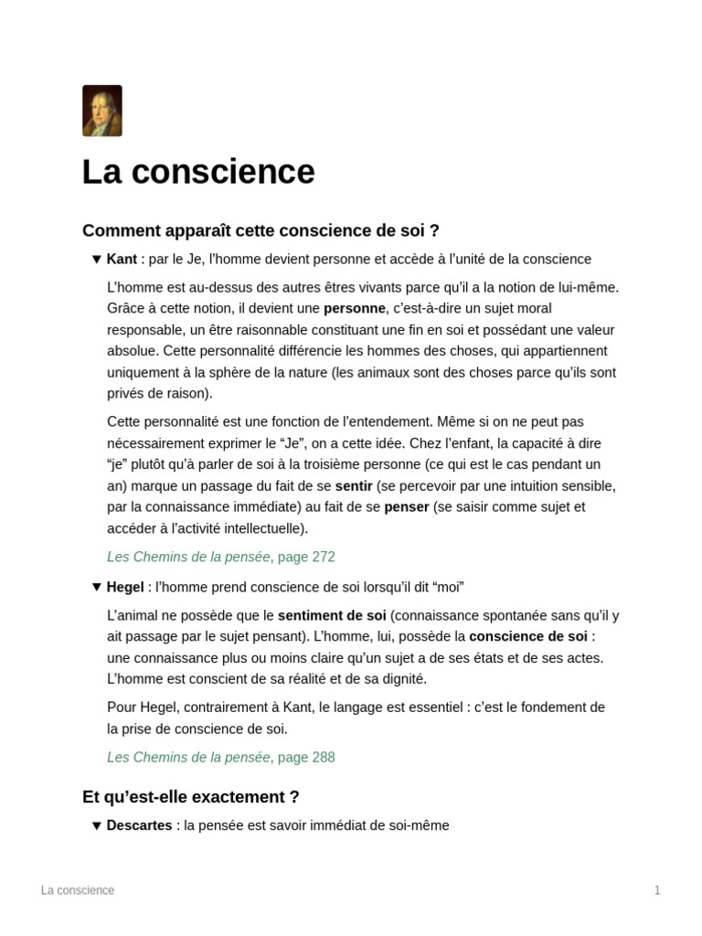 La Conscience | PDF | Conscience | Georg Wilhelm Friedrich Hegel