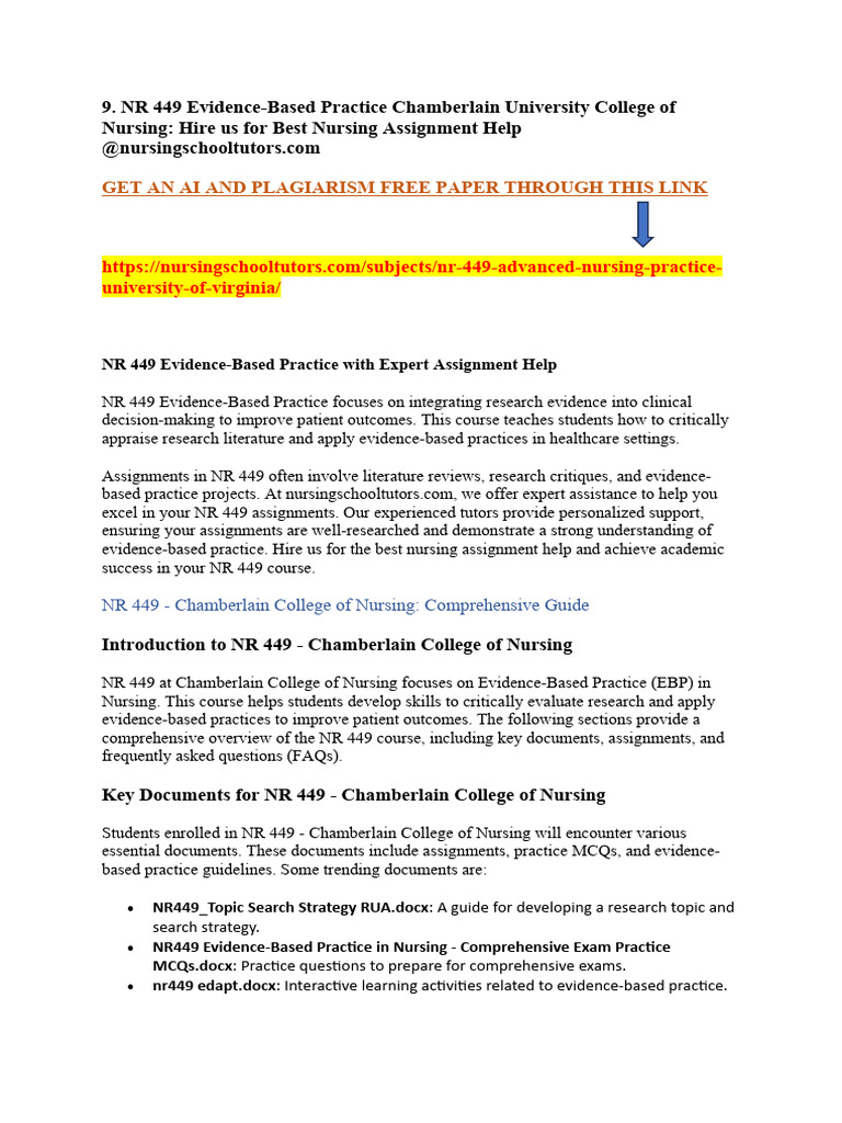 NR 449 Evidence-Based Practice Guide | PDF | Evidence Based Medicine ...