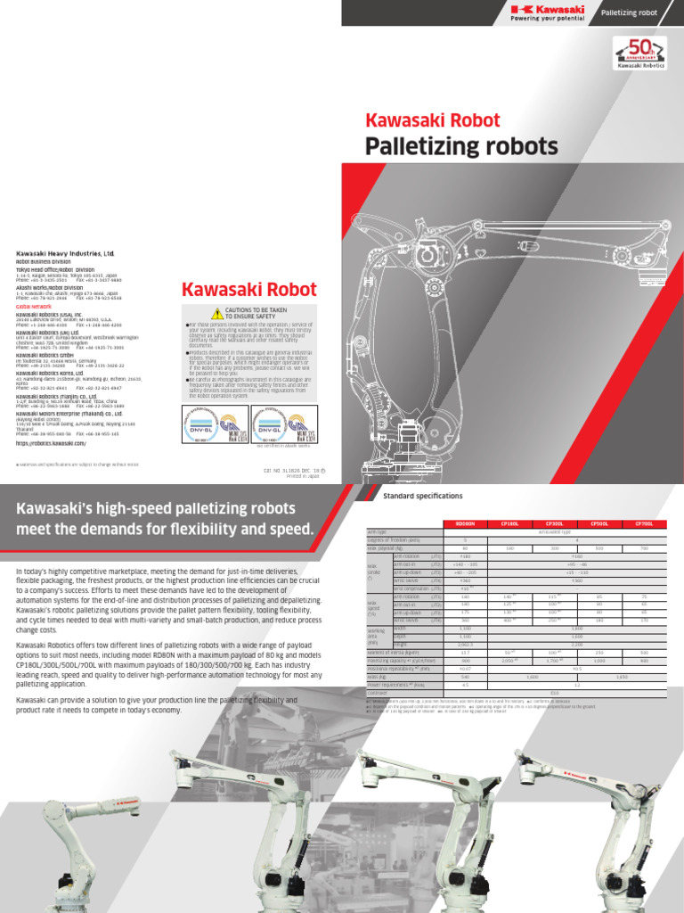 Kawasaki Palletizing Robots Overview | PDF | Robot | Robotics