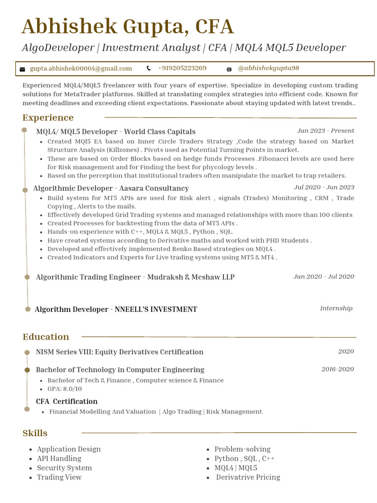 MQL5 Developer at Mudraksh & Mcshaw | PDF | Algorithmic Trading | Investing