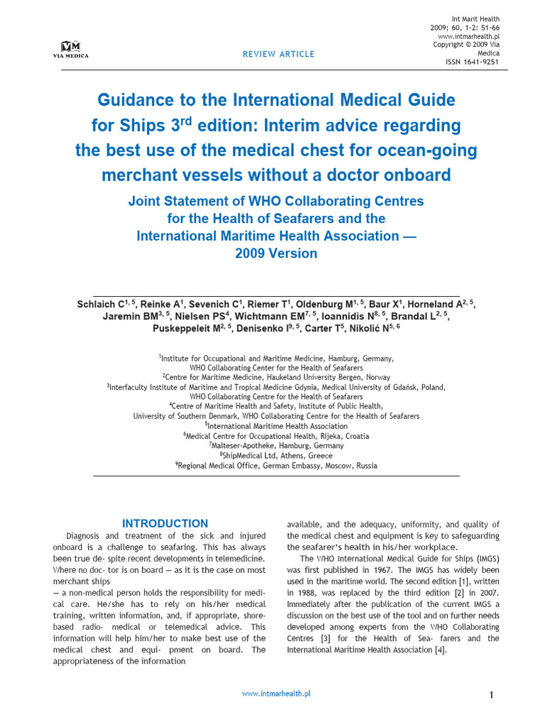 Interim Guidance for Ship Medical Chests | PDF | Hypoglycemia | Malaria