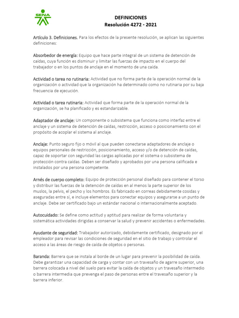 Definiciones Art. 3 Res.4272 2021 | PDF | Aprendizaje | Acero