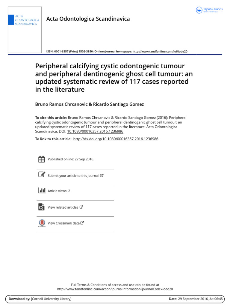 Peripheral Calcifying Cystic Odontogenic Tumour | PDF | Pathology ...