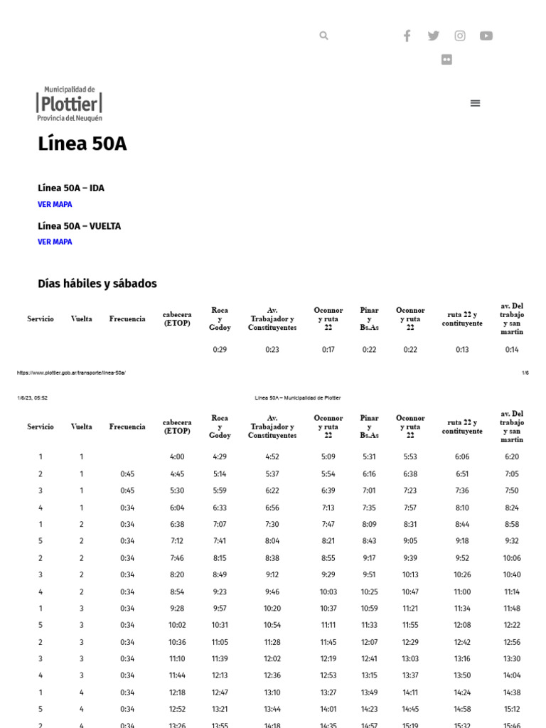 Línea 50A - Municipalidad de Plottier | PDF