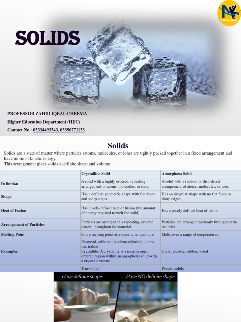 Understanding Crystalline vs Amorphous Solids | PDF | Crystal | Crystal ...