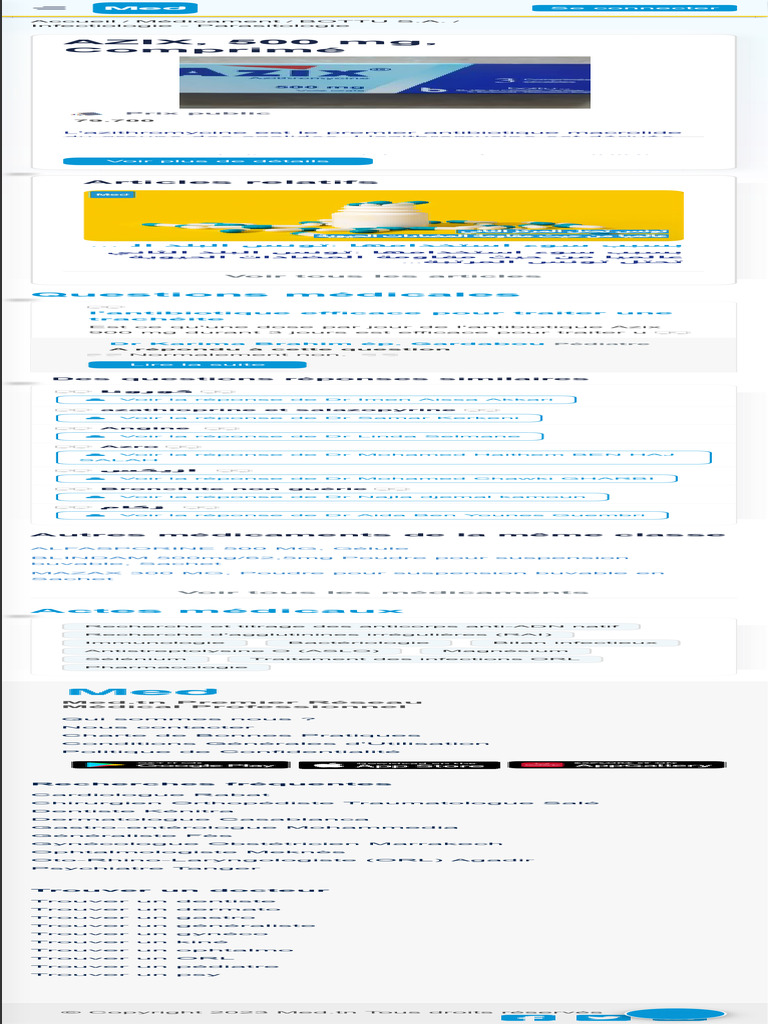 Prix et indications de l'Azix 500 mg | PDF | Immunologie | Médecine ...