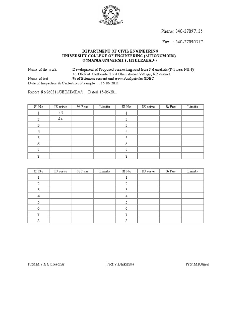 Bitumen Content Analysis Report | PDF