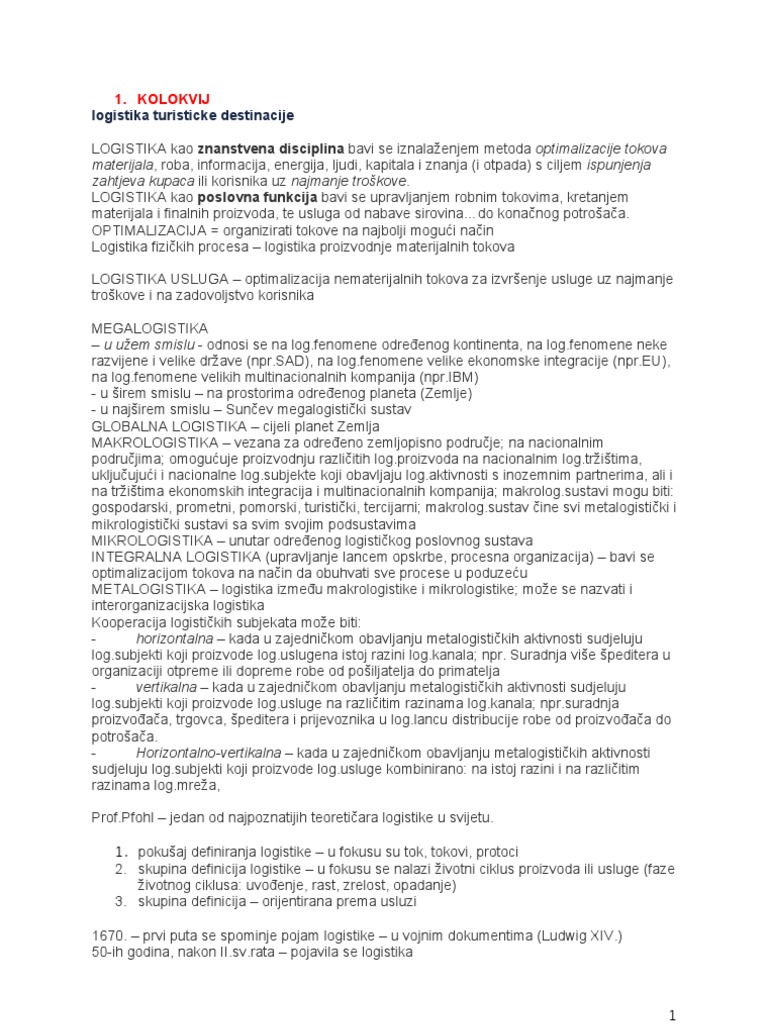 Logistika Skripte Sva 3 Kol | PDF