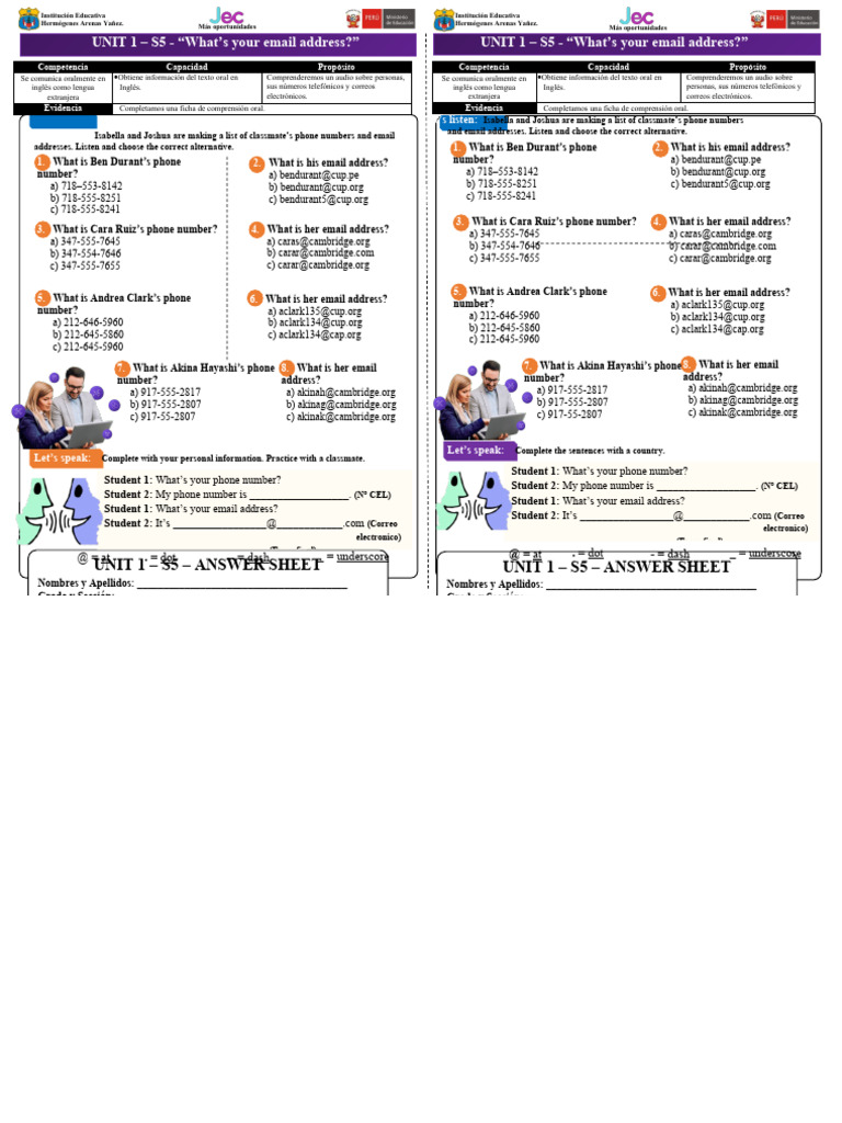 Unit 1 - Listening 5 - Ciclo Vi - 2023 | PDF | Email | Written ...
