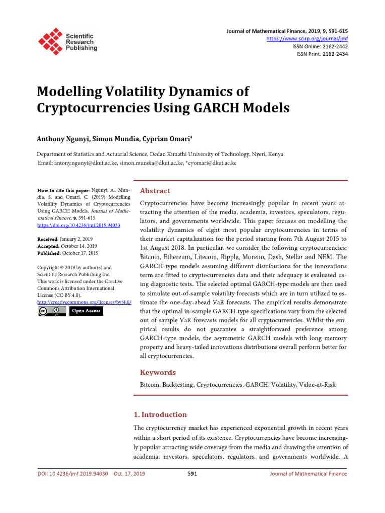 Modelling Volatility Dynamics of Cryptocurrencies Using GARCH Models ...