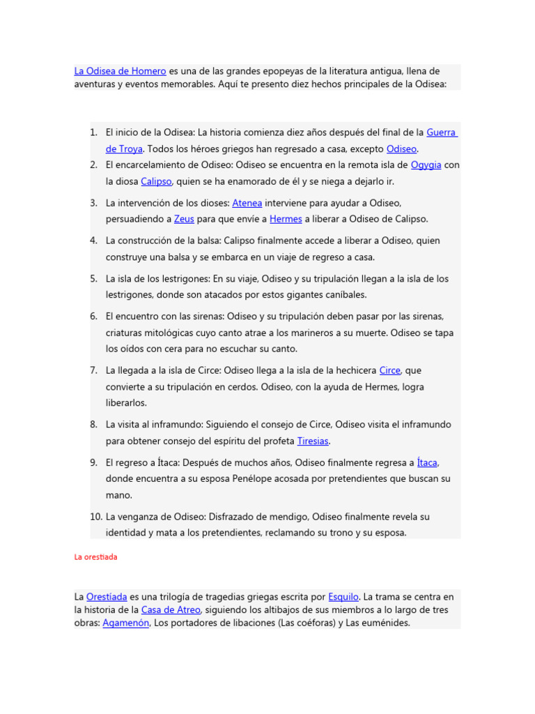 La Odisea De Homero Pdf Odiseo Odisea
