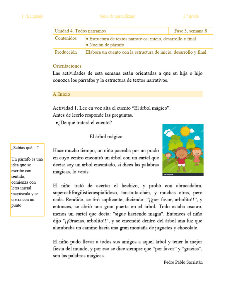 Estructura de Cuentos para 2° Grado | PDF | Artes del Lenguaje y ...