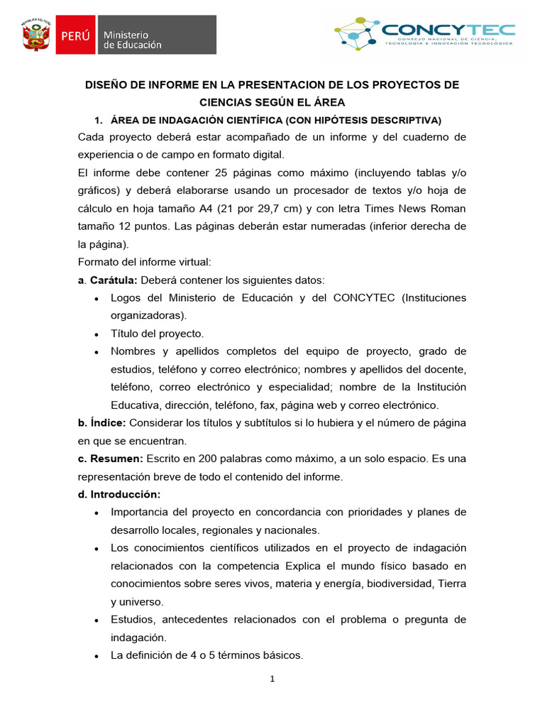 Diseño Del Informe Feria de Ciencias | PDF | Hipótesis | Investigación ...