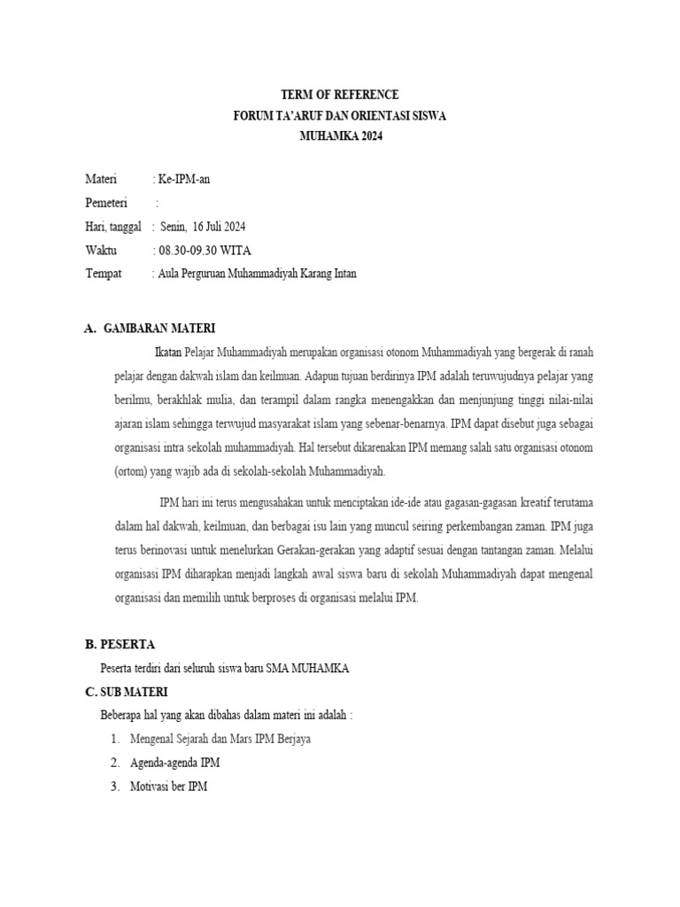 Tor Ke Ipm An Fortasi Muhamka 2024 | PDF