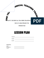 Lesson Plan: Govt. Technical Teacher Training College Hayat Abad Phase-Vii, Peshawar