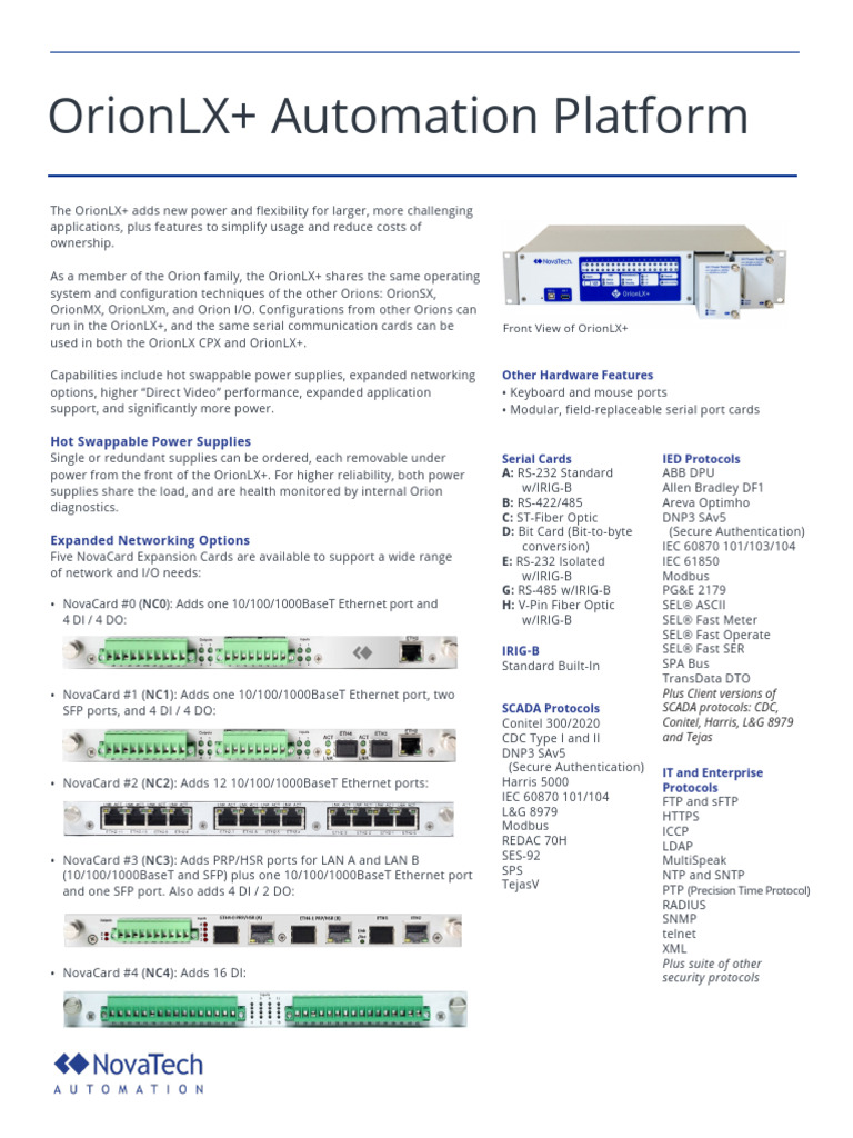 OrionLXPlus Datasheet - 101122 | PDF | Computer Hardware | Electronics