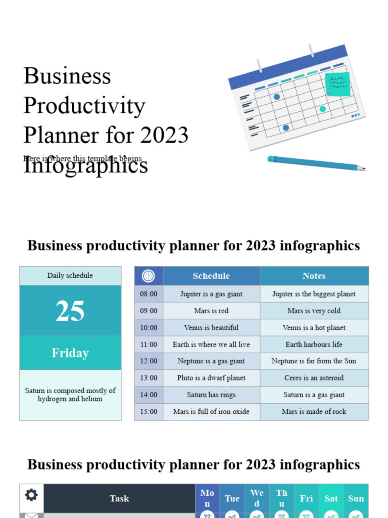 Business Productivity Planner For 2023 Infographics by Slidesgo | PDF ...