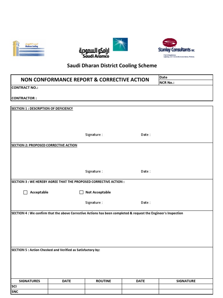 Non-Conformance Report Template | PDF