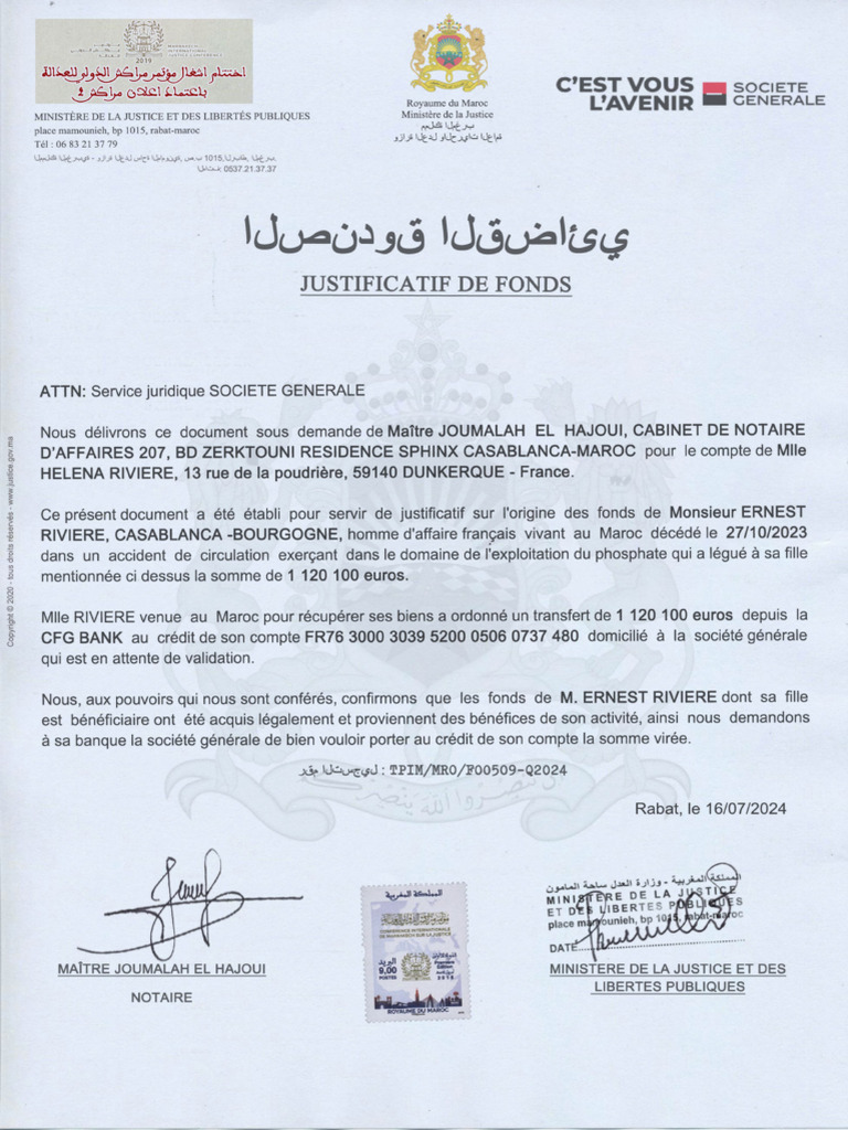 Justificatif de Fonds | PDF