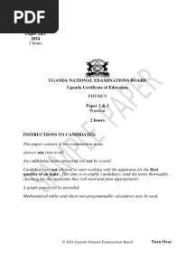 5352&3 Inst. Sch. Physics Practical Instrutions UNEB Sample Paper New Curriculum 2024 Plus Scoring Guide