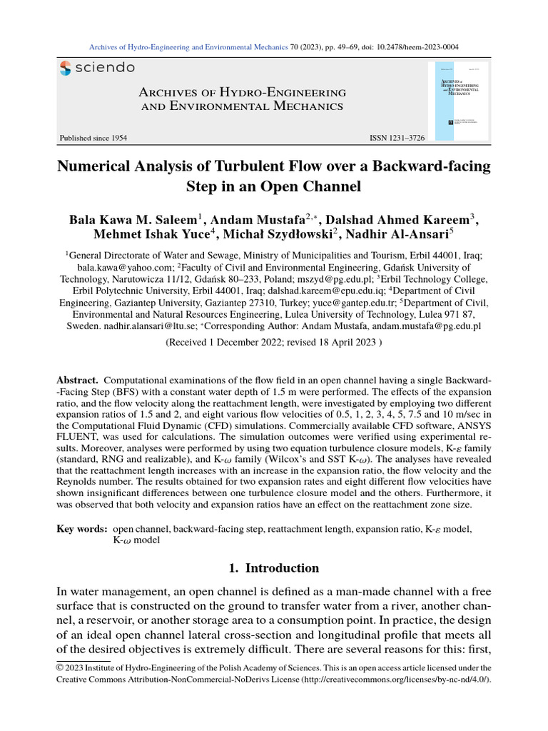 Numerical Analysis of Turbulent Flow Over A Backward-Facing | PDF ...