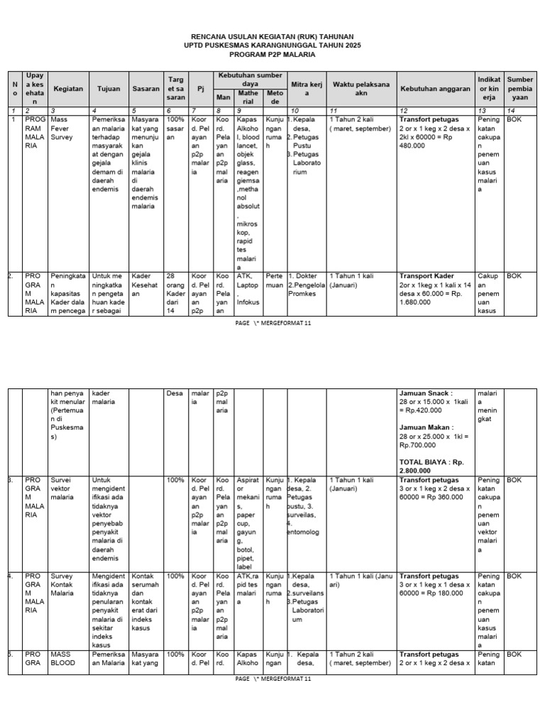 Ruk Malaria 2025 | PDF