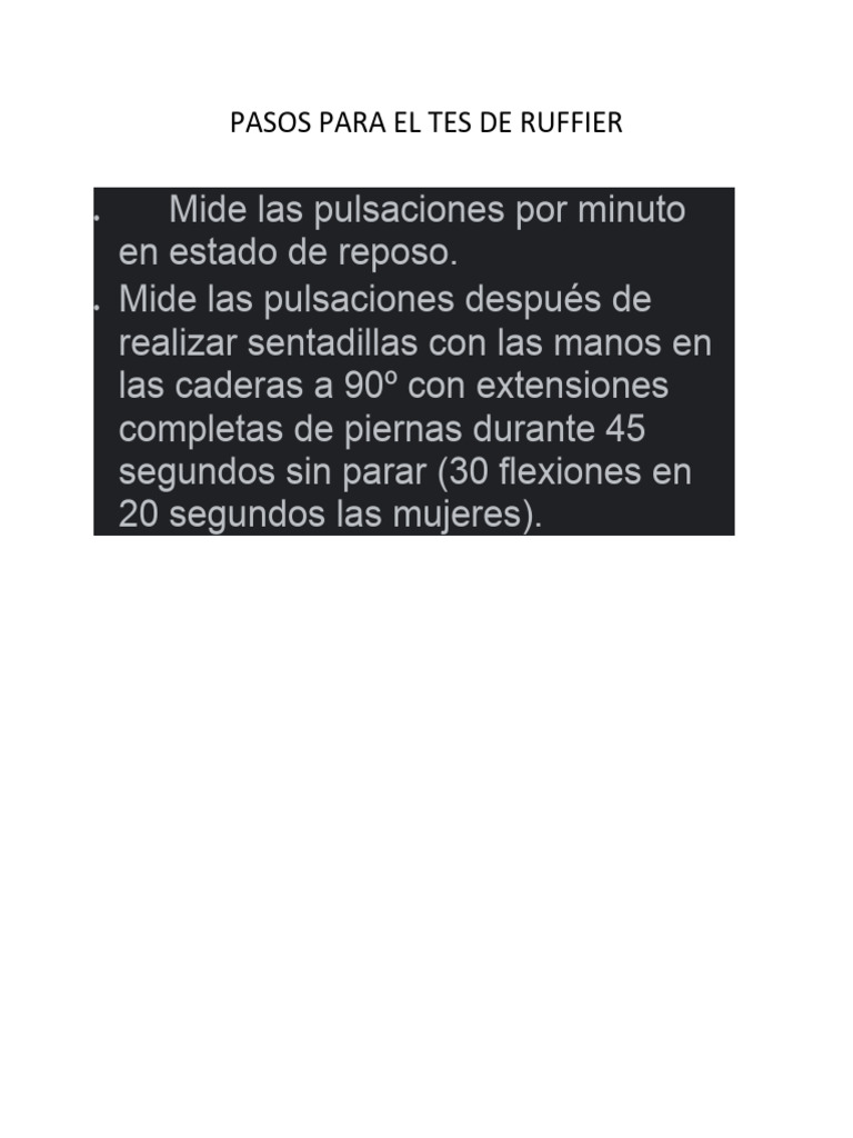 Pasos para El Tes de Ruffier | PDF