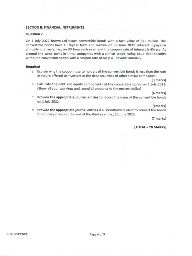 Past Exam (2023) Question and Suggested Solutions - Financial ...