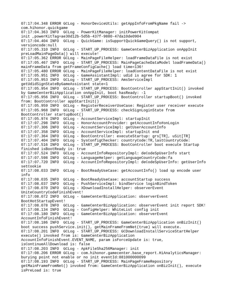 Honor Device Error Log Analysis | PDF | Internet | Computer Data