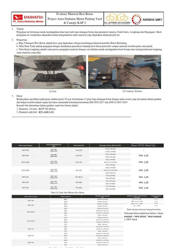 Quality Control Report Besi Beton | PDF