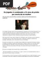 Ex-jogador é condenado a 21 anos de prisão por morte de ex-mulher