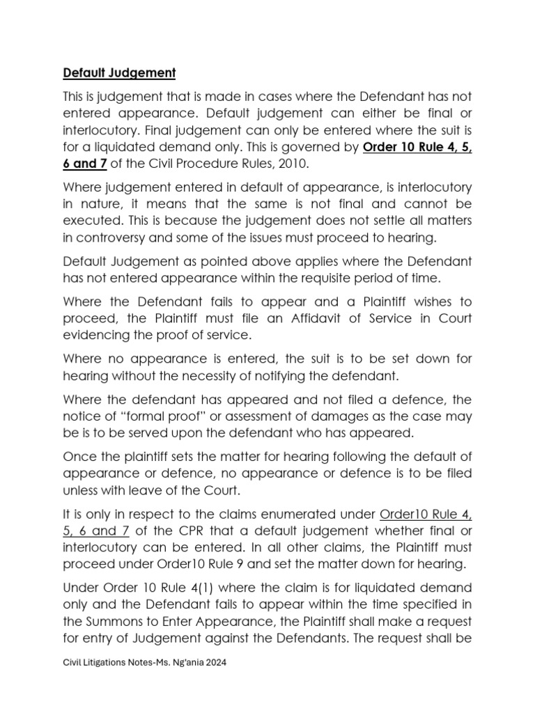 Civil Litigation Default Judgments Explained | PDF | Judgment (Law ...