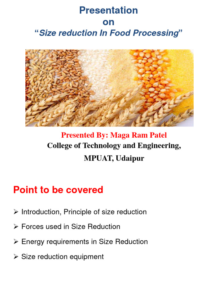Size Reduction in Food Processing Techniques | PDF | Mill (Grinding ...
